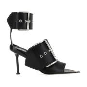 Alexander McQueen Svarta läder Slash sandaler - klackhöjd 9 cm Black, ...