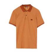 C.p. Company Piqué Bomull Polo Shirt med Broderad Logo Orange, Herr