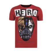 Local Fanatic Hero Mask Rhinestones - Sommar T-shirt Herr - 6323B Red,...