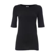 Brunello Cucinelli Bomull V-Hals T-Shirt med Juvel Detalj Black, Dam