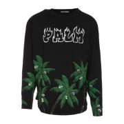 Palm Angels Svart Streetwear Sweatshirt med Palmamp;Skull Print Black,...
