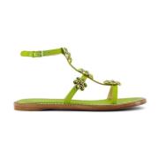 Giambattista Valli Flat Sandals Green, Dam