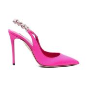 Aquazzura Rosa kristalldekorerade satinpumps Pink, Dam