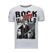 Local Fanatic Cool T-shirt Män - Rock My World Cat - 11-6366W White, H...