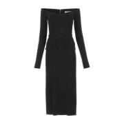 Dion Lee Svart Crepe Lady Off-the-Axel Klänning Black, Dam