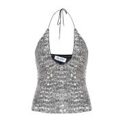 The Attico Alix sequinned top Gray, Dam