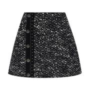 Moncler Kort kjol med tryckknappar och dekorativ applikation Black, Da...