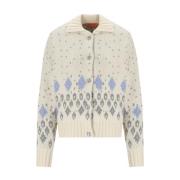 Stine Goya Geometriskt Mönstrad Mohair Cardigan White, Dam