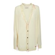 Maison Margiela Logo Broderad Cardigan Beige, Dam