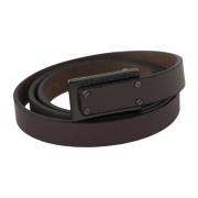 Costume National Brown Leather Tactical Logo Screw Buckle Belt Brown, ...