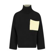 JW Anderson Svart Stickad Tröja för Män Black, Herr