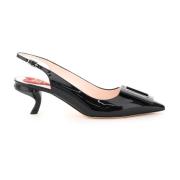 Roger Vivier Virgule Slingback Pumps i lackläder Black, Dam