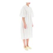 Simone Rocha Poplin klänning med puffärmar och pärldekoration White, D...