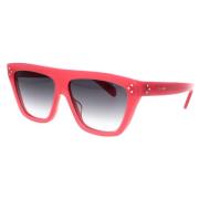 Celine Fyrkantiga solglasögon i hallonrött med gradientgrå linser Red,...