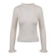 Sea NY Riva Turtle Neck Top med Virkade Detaljer White, Dam