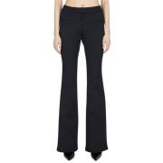 Courrèges Höjda Twill Flared Byxor Black, Dam