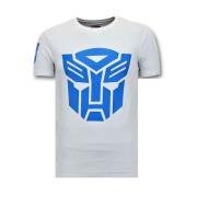 Local Fanatic Cool T-shirt Män - Transformers Robots Print White, Herr