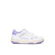 Crime London Vita Lädersneakers med Lila Detaljer White, Dam