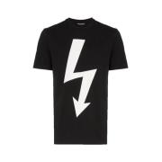 Neil Barrett Sart Slim Fit T-Shirt med Tryckt Logotyp Black, Herr