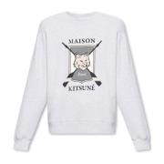 Maison Kitsuné Sweatshirt med logotyp Gray, Herr