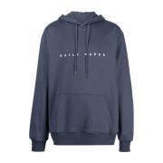 Daily Paper Navy Blue Logo Bomull Hoodie Blue, Herr