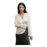Ahlvar Gallery Kelly v-neck silk blouse cream Beige, Dam