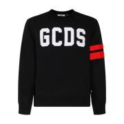 Gcds Svart Logobroderad Sweatshirt Black, Herr