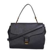 Coccinelle Klassisk svart läder tote väska med logodetalj Black, Dam