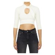 The Attico Ivoar Ribbon Detalj Crop Top Beige, Dam