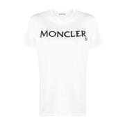 Moncler Beige Logo-Print T-Shirt Ss23 White, Dam