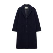 Roy Roger's Elegant Michelle Single-Breasted Wool Coat Blue, Dam