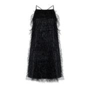 Munthe Linzie klänning med fransar Black, Dam