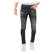 Local Fanatic Stonewashed Ripped Herr Jeans Slim Fit -1085 Black, Herr