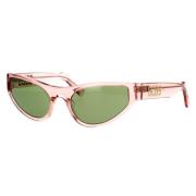 Gcds Transparent Rosa Cat-Eye Solglasögon med Gröna Linser Pink, Unise...