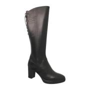 Nerogiardini Svart läderkänga för kvinnor med justerbar passform Black...