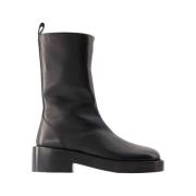 Courrèges Dragkedja Ankelboots i läder Black, Dam