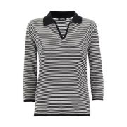 Aspesi Randig Buttonless Polo Shirt Black, Dam