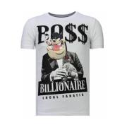 Local Fanatic Billionaire Boss Rhinestone - Man T Shirt - 13-6205W Whi...