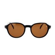 Eyewear by David Beckham Klassiska Runda Solglasögon Black, Unisex