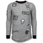Local Fanatic Longfit Patches Rockstar - Sweater Herr - Lf-103/2G Gray...
