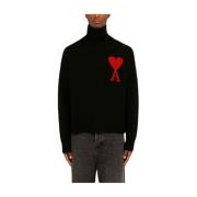 Ami Paris Unisex Stickad ADC Jumper Black, Herr