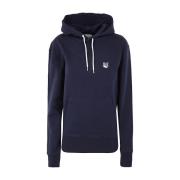 Maison Kitsuné Gray Fox Head Patch Classic Huvtröja Blue, Dam