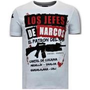 Local Fanatic Lyx Män T-shirt - Los Jefes The Narcos - 11-6372W White,...