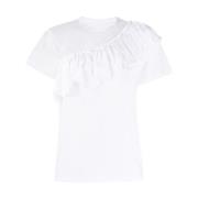 RED Valentino T-shirt med tylldetaljer White, Dam