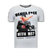 Local Fanatic Cool T-shirt Män - Andjakt Gun - 11-6368W White, Herr