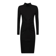 Diane Von Furstenberg Svart Jersey Midi Klänning med Långa ärmar Black...