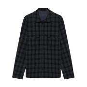 Brooks Brothers Marinblå och grön overshirt jacka i ren ull Blue, Herr