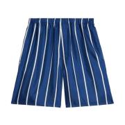 Ami Paris Silk Stripe Shorts Blue, Herr