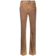 Jacob Cohën Brun Straight-Leg Jeans med Broderad Logotyp Brown, Dam