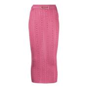 Alessandra Rich Fuchsia Rosa Stickad Midi Kjol Pink, Dam